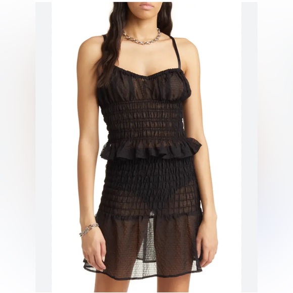 Open Edit Dresses & Skirts - Open Edit Shirred Sheer Camisole and Skirt Set